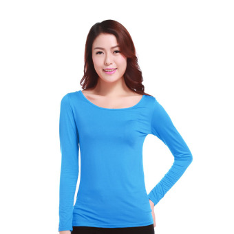 Women's Muslim Long Sleeve Modal T-shirt - Lake Blue - intl  