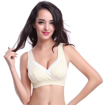 Women's Nursing Maternity Bra (Light yellow wavelet point)  