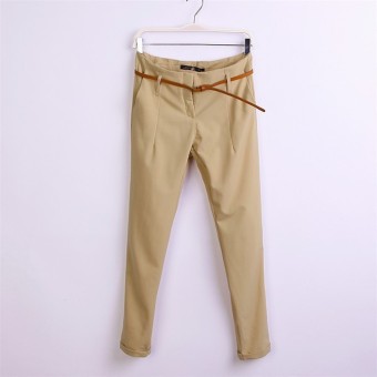 Women's Pants Trouser With Belt Pencil Pant(Khaki) - intl  