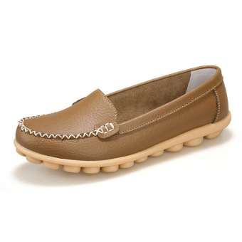 Women's Slip-Ons Shoes Comfortable With Flat Shoes (Khaki) - intl  