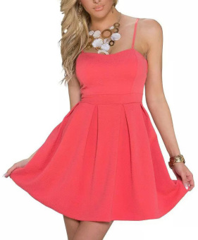 Women's Spaghetti Strap Dress Party Sundress Pink N195  