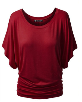 Women's Summer Short-sleeved T-shirt Slim Shirt Tops Wine Red (Intl)  