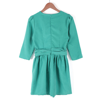 Women's Three Quarter Sleeve O-Neck Slim Fitting Casual Evening Cocktail Party Dress ( Green ) - intl  