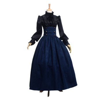 Women's Vintage European Skirt Victorian Civil War Steampunk Walk Skirt Blue - intl  