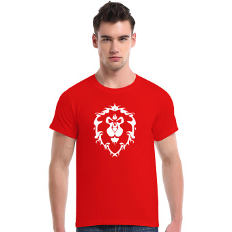 World Of Warcraft Lion Cotton Soft Men Short T-Shirt (Red)   