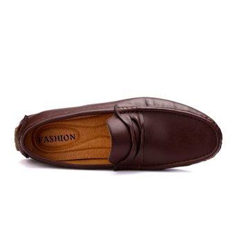 YAER Men's Leather Slip-On Loafer(brown)  