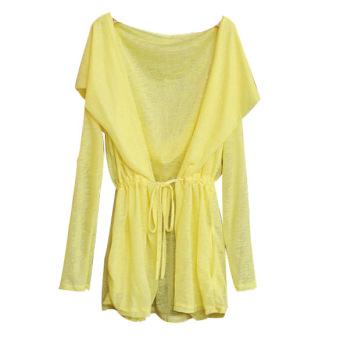 YBC Candy Color Lady Transparent Sunscreen Hoodie Tunic Blouse Yellow - intl  