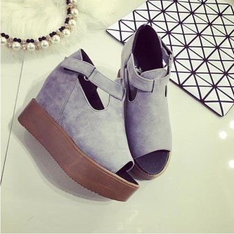 Ye 158_G Women's Fashion Simple Cozy Youth Beautiful Leisure Heled Sandals(Grey) - intl  