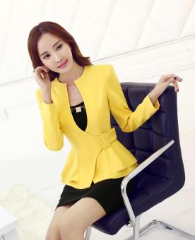 Yelllow Long Sleeve Novelty Yellow Uniform Style Spring Autumn Professional Business Women Blazers Jackets Female Work Wear Coat Tops Clothes - intl  