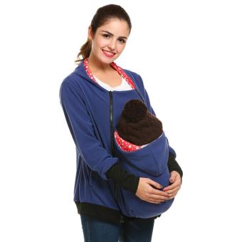 Yidabo Fashion Women Long Sleeve Fleece Kangaroo Baby Hoodie Warm Maternity Outerwear (Blue) - intl  