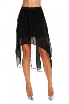 Yidabo New Fashion Women Chiffon Pleated Retro Asymmetrical Swallow Tail Short Elastic Waist Skirt (Black) - intl  