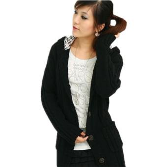 Yidabo New Style Womens Long Sleeve Hoodie Coat Cardigans trench Sweater (Black) - intl  