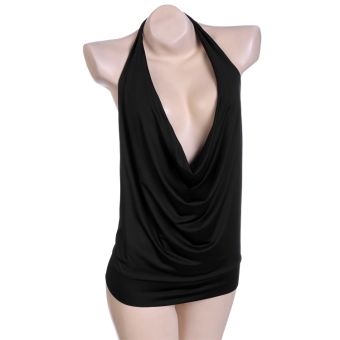 Yidabo Sexy Ladies Women Sexy Halter Backless Pure Color Slim Casual Club Tank Tops (Black) - intl  