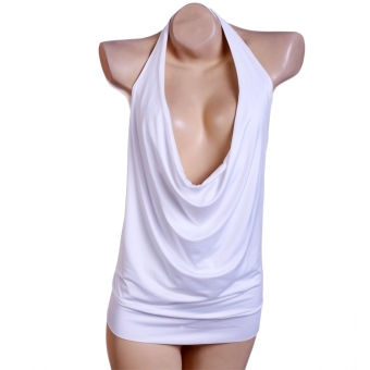 Yidabo Sexy Ladies Women Sexy Halter Backless Pure Color Slim Casual Club Tank Tops (White) - intl  