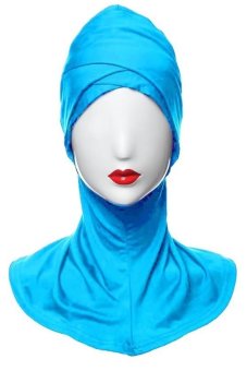 Yika Cotton Muslim Inner Hijab Islamic Full Cover Hat Underscarf One Size (Cornflower Blue) - Intl  