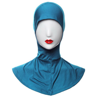 Yika Islamic Muslim Full Cover Inner Hijab Caps Split Long Underscarf Hats (Lake Blue)  