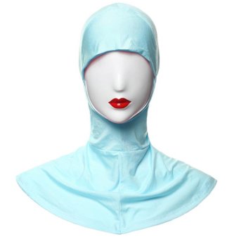 Yika Islamic Muslim Full Cover Inner Hijab Caps Split Long Underscarf Hats (Light Blue)  