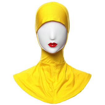 Yika Islamic Muslim Full Cover Inner Hijab Caps Split Long Underscarf Hats (Yellow)  
