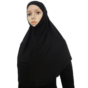 Yika Islamic Muslim Hijab Scarf 2PCS Set (Black) - intl  