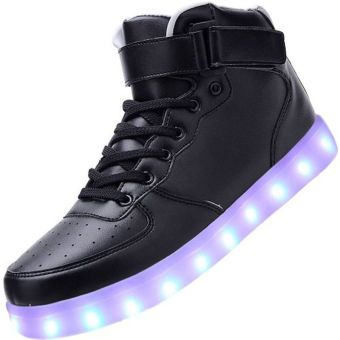 Yika Unisex LED Light Lace Up Sneaker Luminous Shoes (Black)  