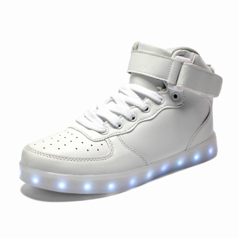 Yika Unisex LED Light Lace Up Sneaker Luminous Shoes (White)  
