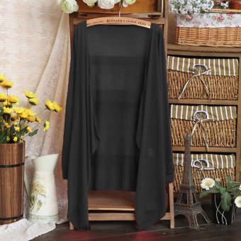 Yika Women Long Sleeve Asymmetric Hem Front Open Cardigan (Black) - intl  