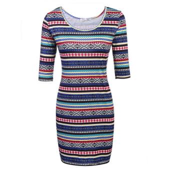 Yika Women O-Neck Half Sleeve Mini Pencil Dress - intl  