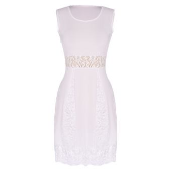 Yika Women Sleeveless Lace Patchwork Slim Dress (White) - intl  