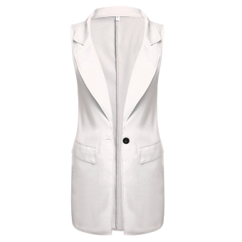 Yika Women Turn Down Collar One Button Vest (White) - intl  
