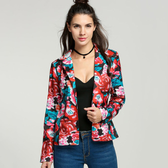 Yika Womens Floral Long Sleeve Blazer (Multicolor) - intl  