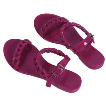 Yingwei Summer Style Women Flat Sandals Low Heel Purple - Intl  