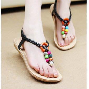 YOCHO New Women Fashion Popular Causal Beach Flat Sandals(Black) - Intl  