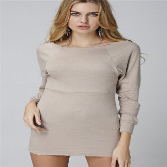 YOINS New Autumn Elegant Vestidos Women Sexy Mini Dress Long Sleeve Slash Neck Casual Slim Solid Pencil Bodycon Dress - intl  