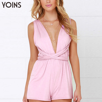 YOINS Pink Open Back Convertible Playsuit  