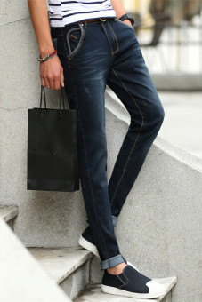 YONGENT Mens Stretch Slim Fit Tapered Leg Korean Jeans 113(Denim Blue) - Intl  