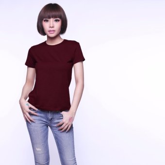 Yoorafashion Kaos Casual Wanita - Burgundy - O-Neck Slim Shirt  