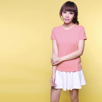 Yoorafashion Kaos Casual Wanita - Coral - O-Neck Slim Shirt  