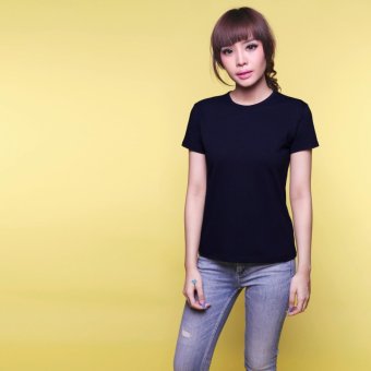 Yoorafashion Kaos Casual Wanita - Navy - O-Neck Slim Shirt  