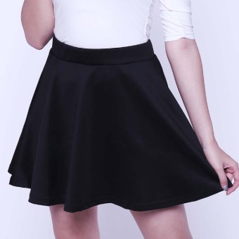 Yoorafashion Rok Bawahan Wanita - Scuba Mini Flare Skirt - black  