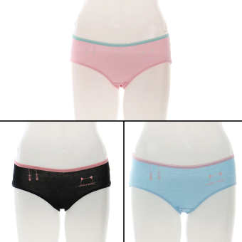 You've Motif Cat And Fish Mix Colour 1617 Panty - Pink-Blue-Black  