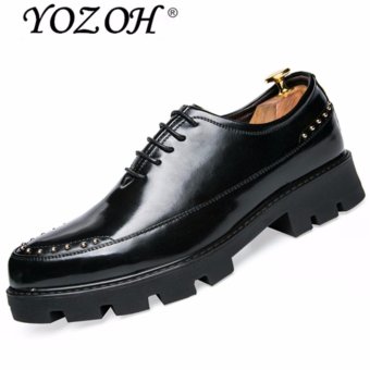 YOZOH 2017 spring and summer new pointed shoes,Leather casual British shoes-Black - intl  