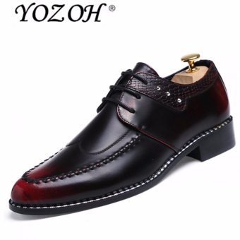 YOZOH Men's casual leather shoes spring new youth British business summer tide shoes-Red - intl  