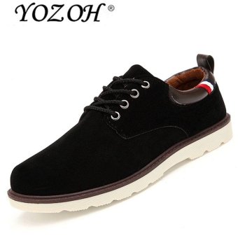 YOZOH Men's England Retro Low Shoe Shoe Men's Casual Leather Shoes-Black - intl  