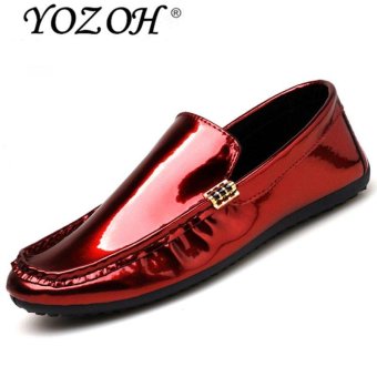 YOZOH Men's spring and summer Loafers, casual leather shoes leather England-Red - intl  