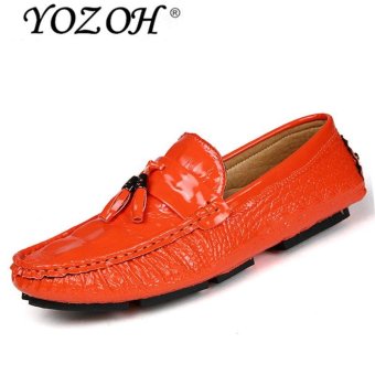 YOZOH New tassel leather British crocodile pattern casual men's shoes spring Loafers-Orange - intl  