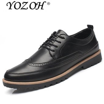 YOZOH Spring and autumn new pointed shoes men casual shoes Bullock shoes-Black - intl  