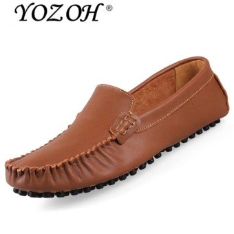 YOZOH Spring and summer men Loafers,Fashion leather shoes soft bottom casual shoes-Brown - intl  