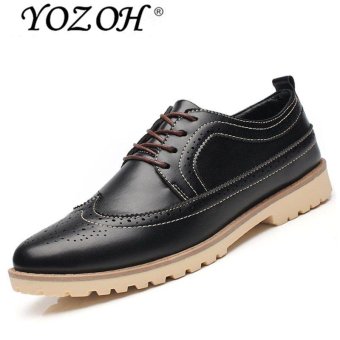 YOZOH Spring new men's casual business Bullock shoes,Trendy British leather shoes-Black - intl  