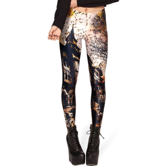 Yufei Slim Fit Ancient Digital Print High Waist Leggings Pencil Pants (Intl)  