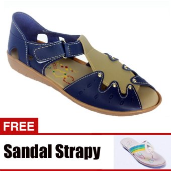 Yutaka Casual Flat Shoes - Biru + Gratis Sandal Yutaka - Krem  